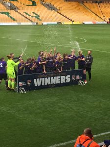 View from the stands - The ladies celebrating their cup final win